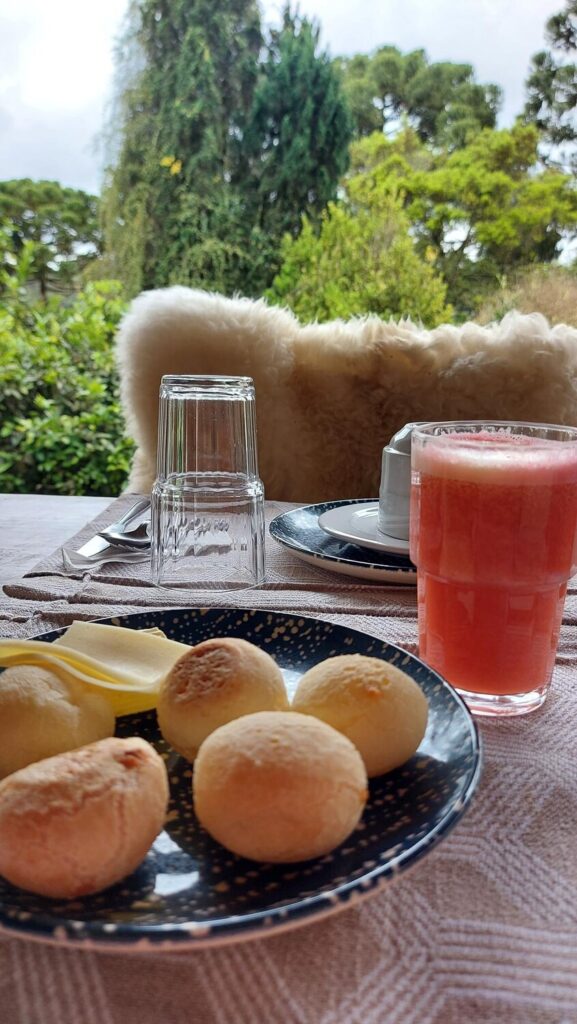 Enjoying breakfast with nature background cheese bread fruit juice cheese 1048944 30468712